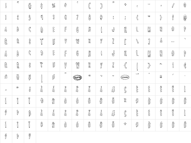 Monsterama Outline Regular font glyphpreview