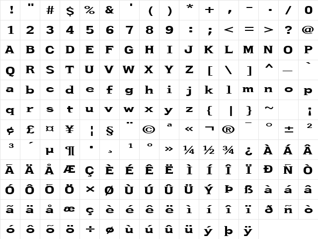 FZ ROMAN 27 EX Normal font glyphpreview