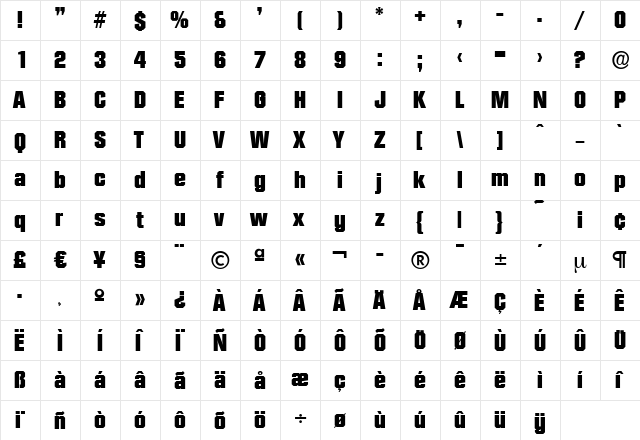 SeanBecker-Heavy Regular font glyphpreview