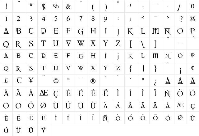 REQUIEM Regular font glyphpreview