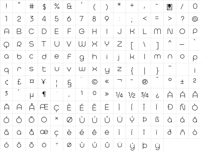 Typo Hoop Light Demo Regular font glyphpreview
