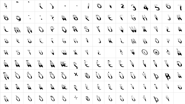 FZ WARPED 20 LEFTY Normal font glyphpreview