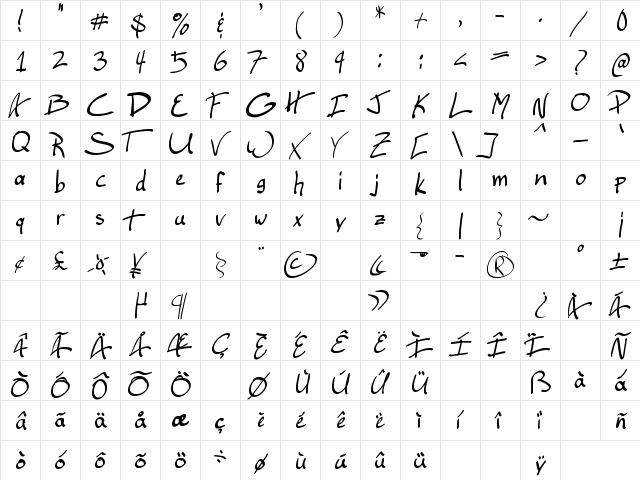Ellianarelle's Path Regular font glyphpreview