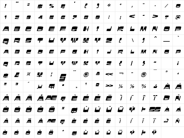 SimpsonSCapsSSK Italic font glyphpreview