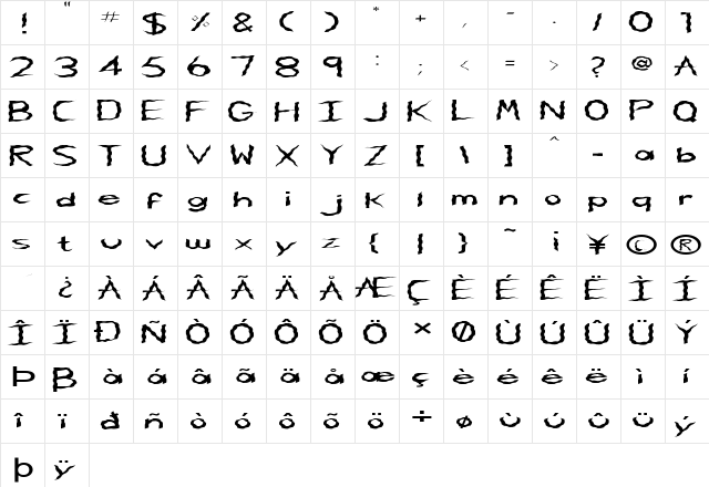 FZ HAND 5 WAVEY EX Normal font glyphpreview