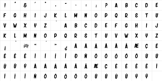 friday night Regular font glyphpreview