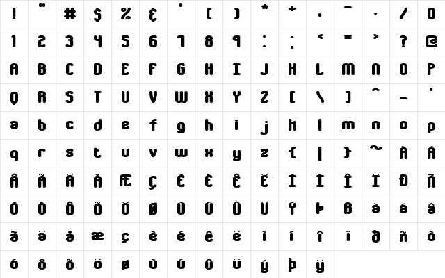 Chumbly BRK Normal font glyphpreview
