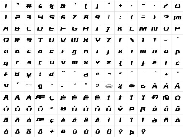 DS man Semi-Italic Semi-Italic font glyphpreview