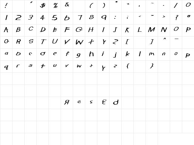 Catatonic 7 Bold Italic font glyphpreview