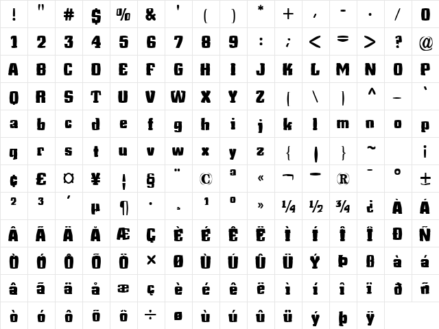 FZ WARPED 38 Normal font glyphpreview