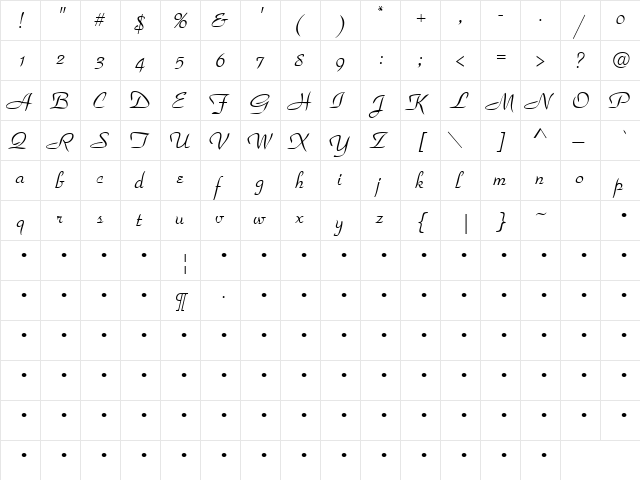 QTBoulevard Regular font glyphpreview