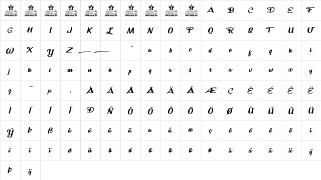 Salsa Parrilla Personal Use Regular font glyphpreview