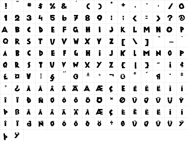 Vienna Black font glyphpreview