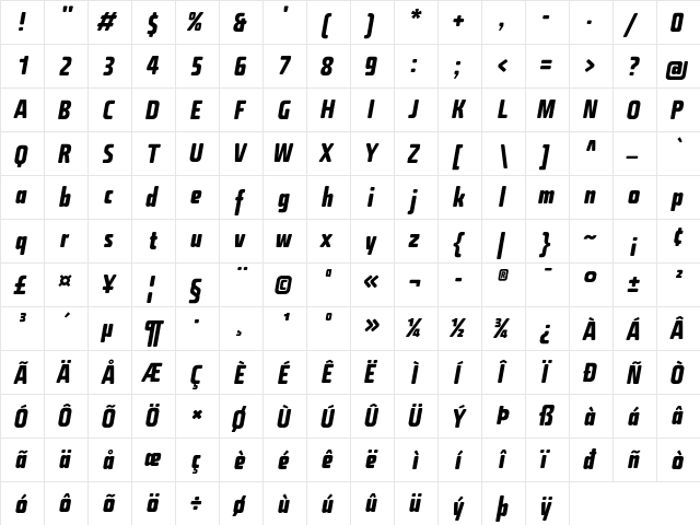 Fishmonger ECB Italic font glyphpreview