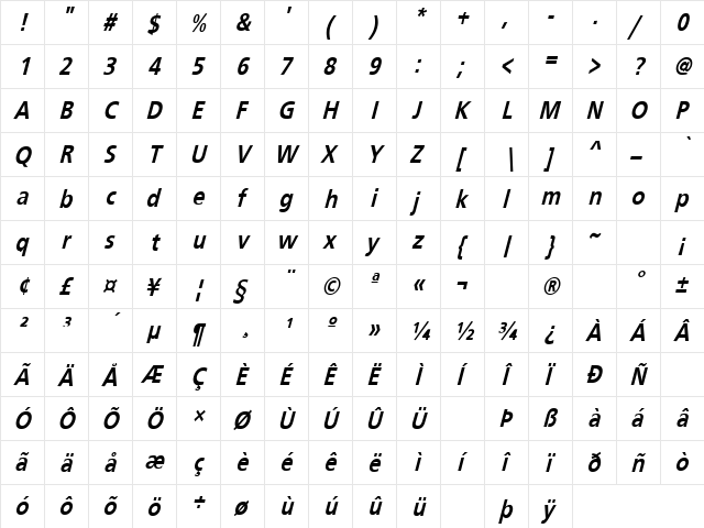 Four Sticks 11 Regular font glyphpreview