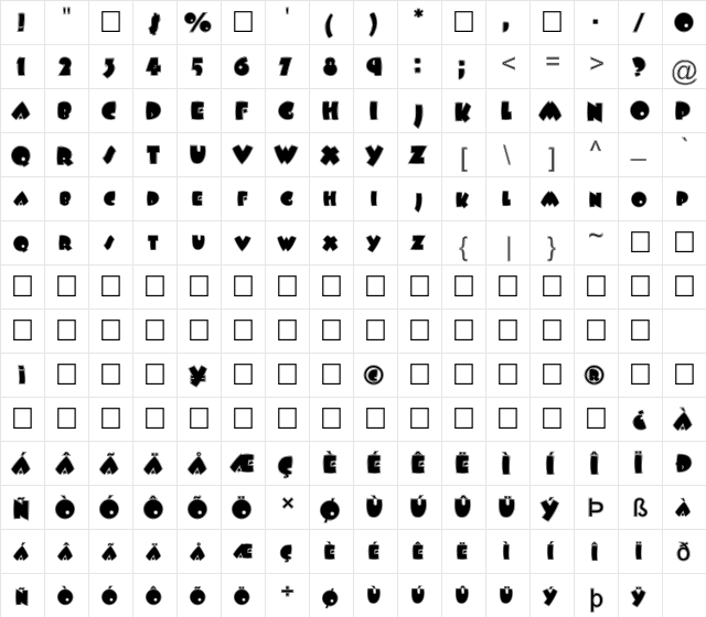 FZ JAZZY 9 CONTOUR Normal font glyphpreview