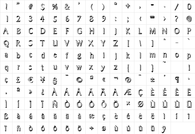 BruceBeckerShadow-Light Regular font glyphpreview