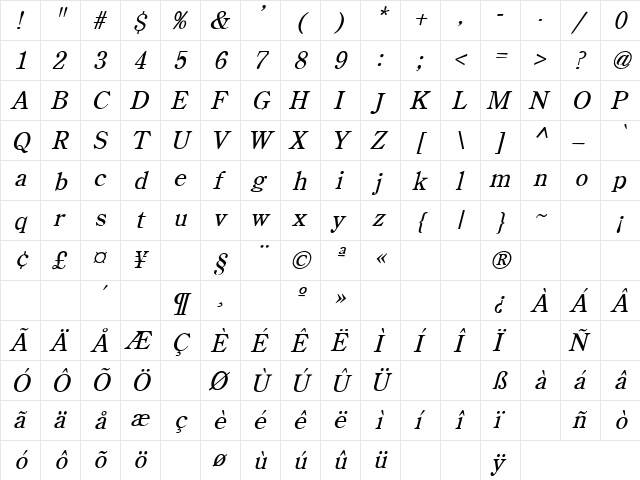 Floyd 1 Italic font glyphpreview