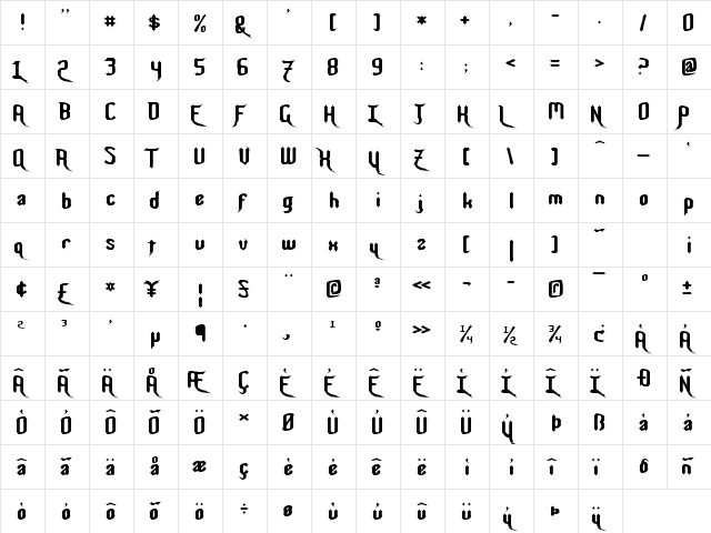 Nightwarrior Regular font glyphpreview