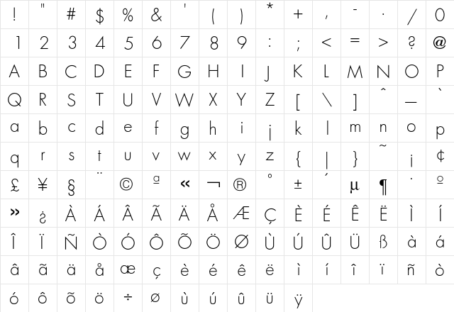 FuturaICG Light font glyphpreview