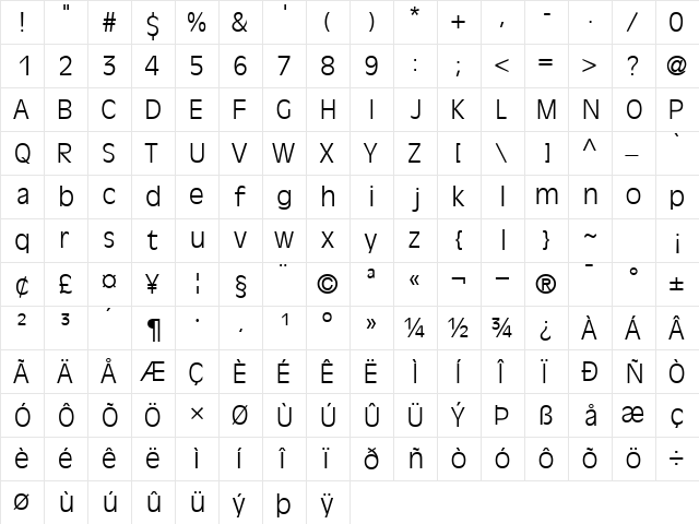 DecadeLightSSK Regular font glyphpreview