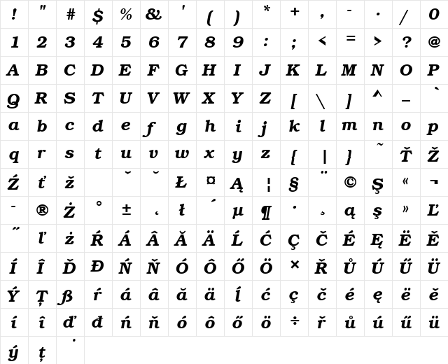 BookmanItcTEEDemBol Italic font glyphpreview