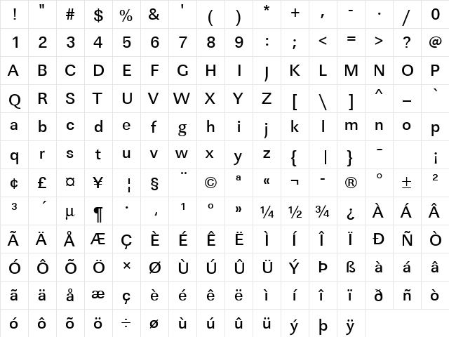 URWLinearTMed Regular font glyphpreview