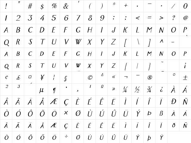 New York Italic font glyphpreview