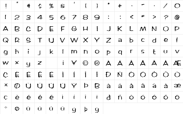 FZ WACKY 60 Normal font glyphpreview