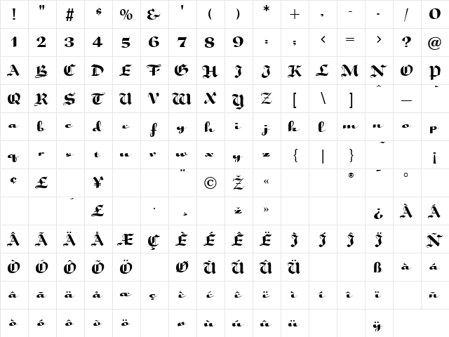 Speedscript Normal font glyphpreview
