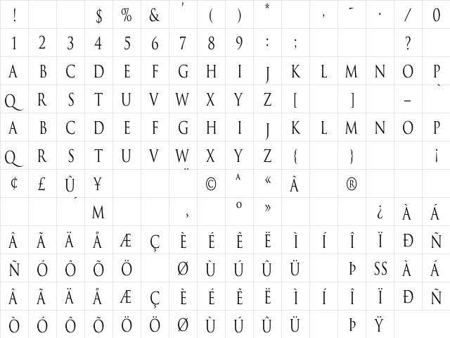 Trajan-Normal Cn Regular font glyphpreview