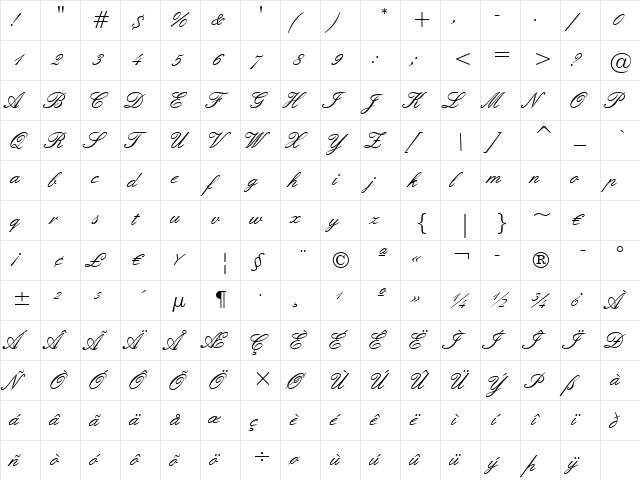 English157 BT Regular font glyphpreview