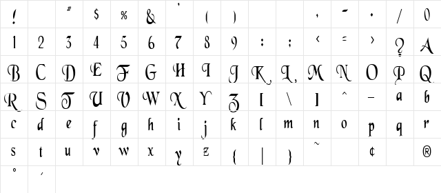 SwordsmanCondensed Regular font glyphpreview