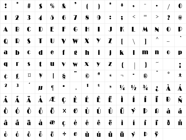 Brando Condensed Bold font glyphpreview