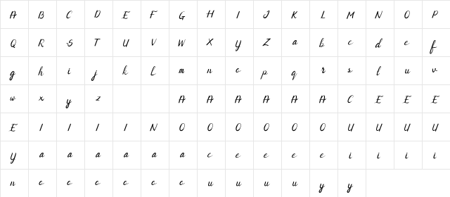 SHAIMAA DEMO Script Regular font glyphpreview