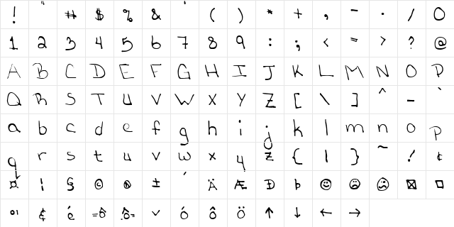 Derek Hand font glyphpreview