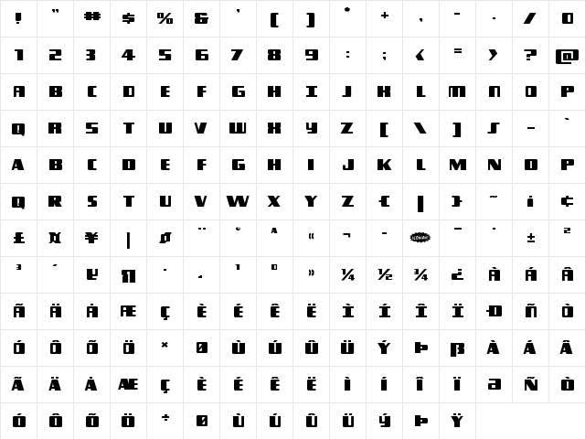 Typhoon Expanded Expanded font glyphpreview