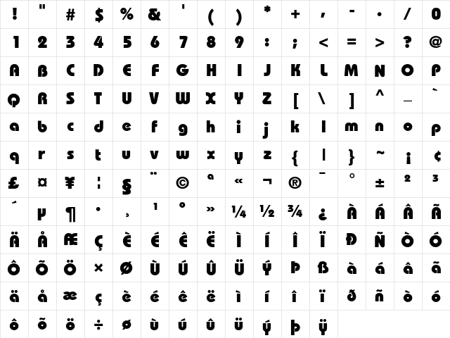 Bauhaus Regular font glyphpreview