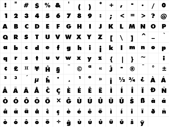 Futura Eo Extra Black font glyphpreview