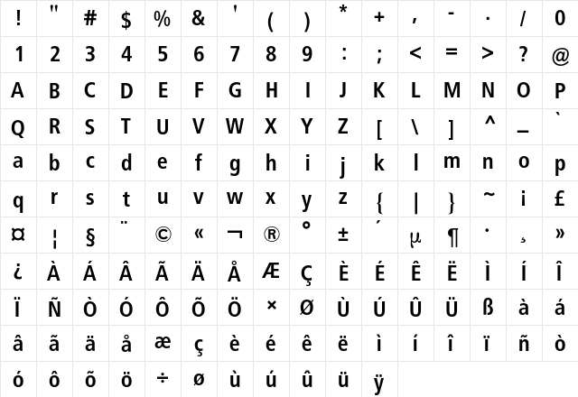 Frutiger BQ Regular font glyphpreview