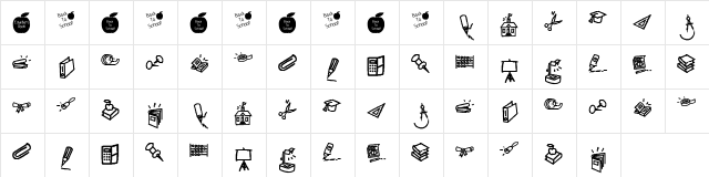 KR Back To School Dings Regular font glyphpreview