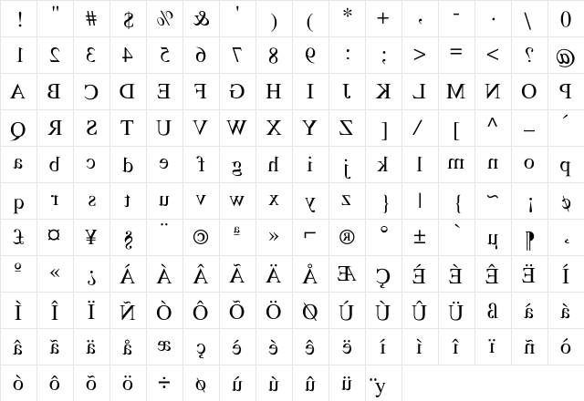 Miror-Mirror Regular font glyphpreview