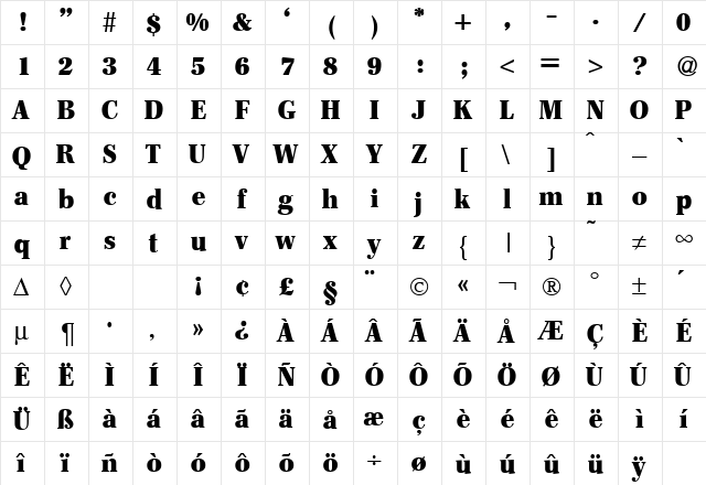 FranklinSerifHeavy Regular font glyphpreview