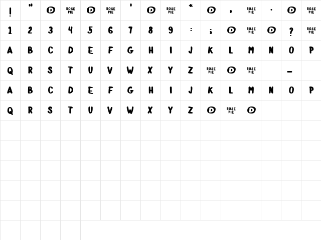 Rose Pie Regular font glyphpreview