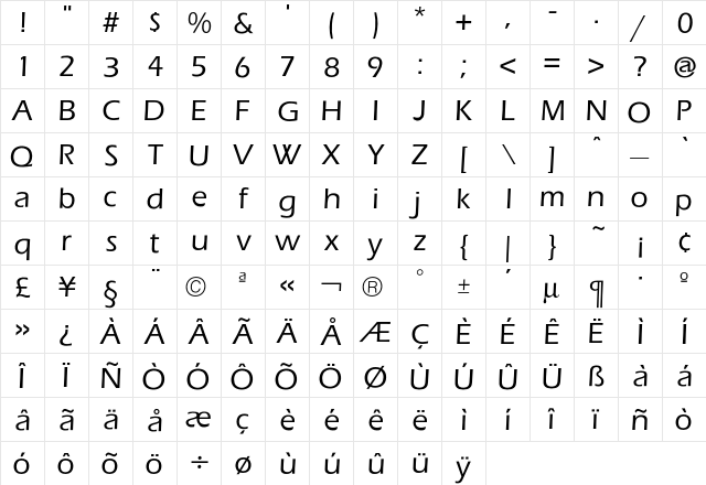 Eras Medium font glyphpreview