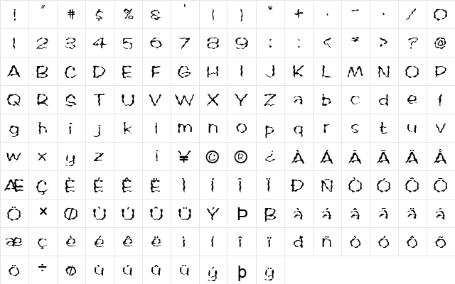 FZ HAND 2 WAVEY Normal font glyphpreview