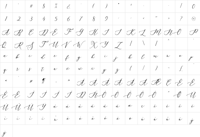 Melinda Regular font glyphpreview