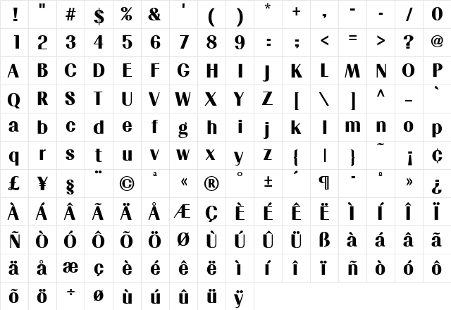 Renoir Regular font glyphpreview