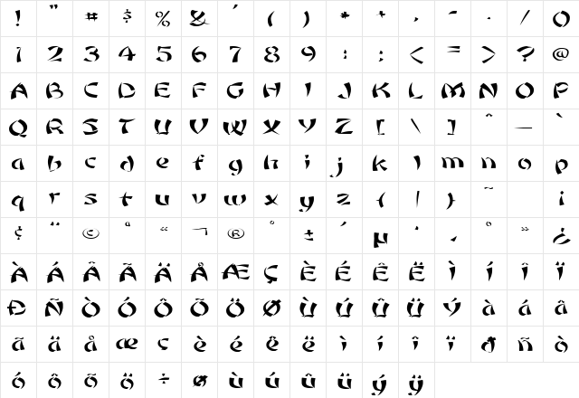FZ UNIQUE 22 EX Normal font glyphpreview