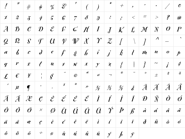 Fontesque BoldItalic font glyphpreview